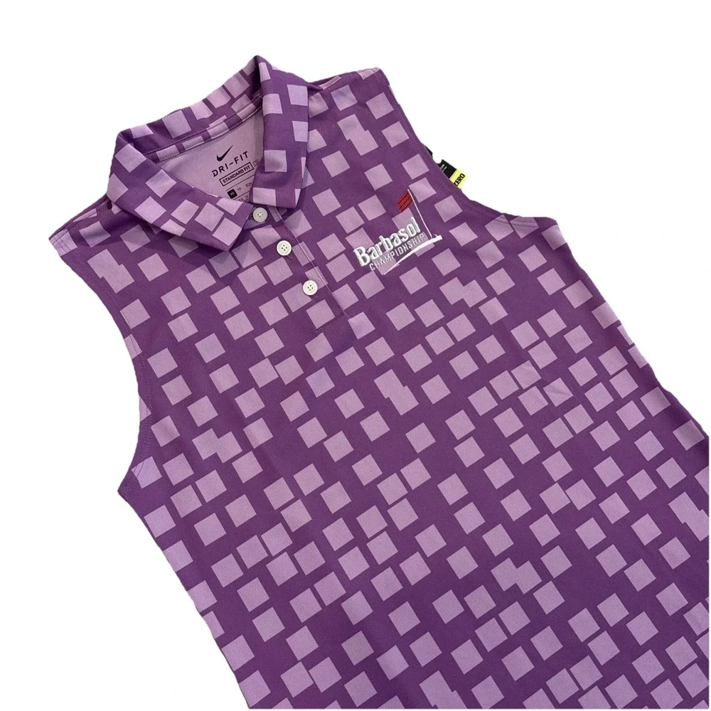 NWT Nike XS Purple Design‎ Barbasol Championship Sleeveless DRI-FIT Golf Polo